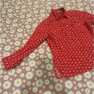 Cool bright red vintage button up.
